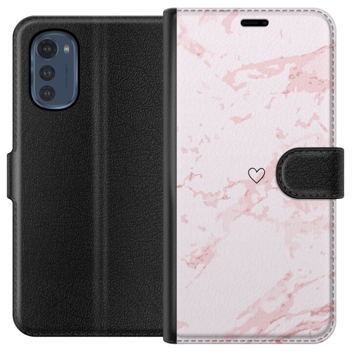 Tegnebogsetui til Motorola Moto E32s med Rosa Hjerte motiv i gruppen SMARTPHONES & TABLETS / Mobil Beskyttelse / Motorola hos TP E-commerce Nordic AB (A54256)