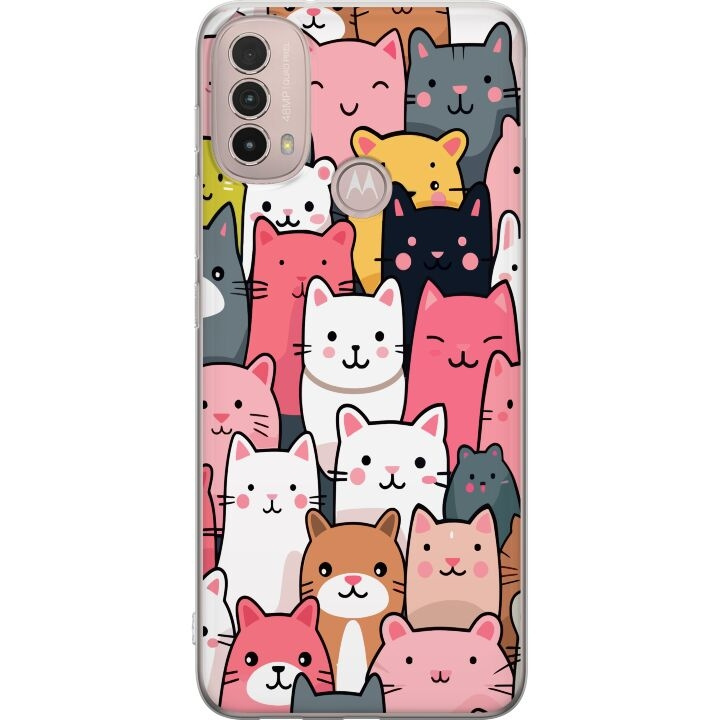Mobilcover til Motorola Moto E40 med Katte mønster motiv i gruppen SMARTPHONES & TABLETS / Mobil Beskyttelse / Motorola hos TP E-commerce Nordic AB (A54295)
