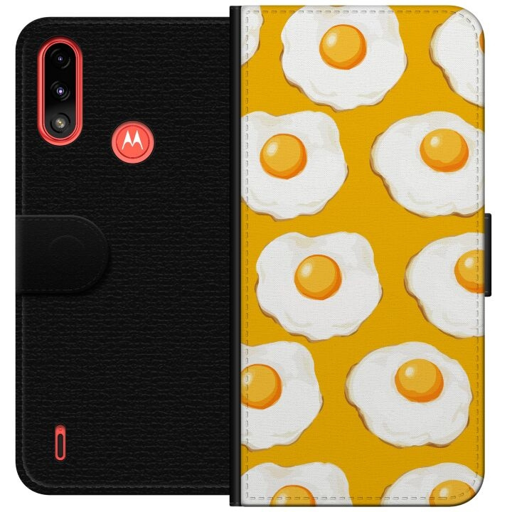 Tegnebogsetui til Motorola Moto E7 Power med Stegt æg motiv i gruppen SMARTPHONES & TABLETS / Mobil Beskyttelse / Motorola hos TP E-commerce Nordic AB (A54424)