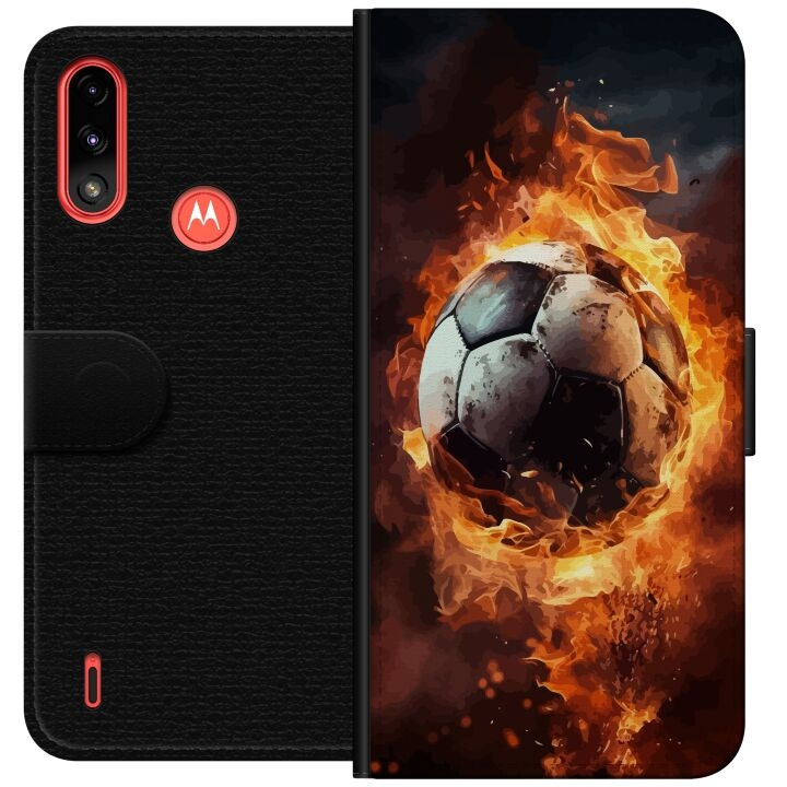 Tegnebogsetui til Motorola Moto E7 Power med Fodbold motiv i gruppen SMARTPHONES & TABLETS / Mobil Beskyttelse / Motorola hos TP E-commerce Nordic AB (A54443)