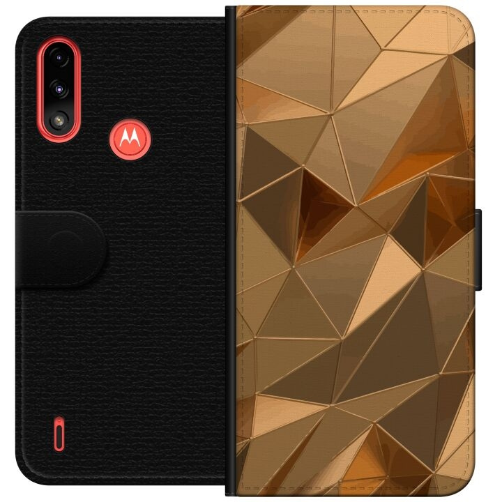 Tegnebogsetui til Motorola Moto E7 Power med 3D Guld motiv i gruppen SMARTPHONES & TABLETS / Mobil Beskyttelse / Motorola hos TP E-commerce Nordic AB (A54446)
