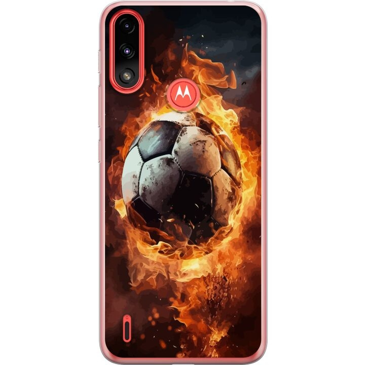 Mobilcover til Motorola Moto E7 Power med Fodbold motiv i gruppen SMARTPHONES & TABLETS / Mobil Beskyttelse / Motorola hos TP E-commerce Nordic AB (A54470)