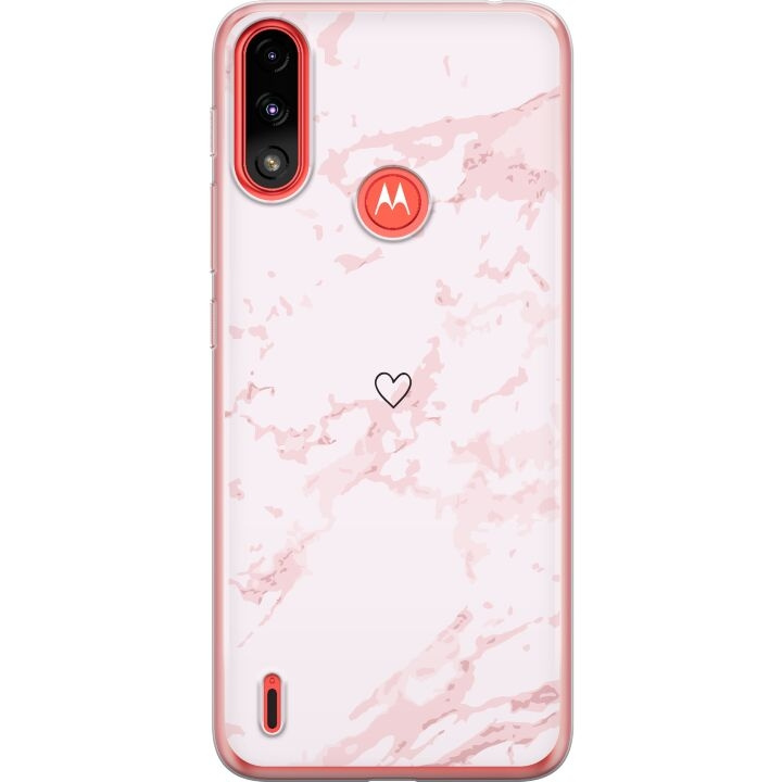 Mobilcover til Motorola Moto E7 Power med Rosa Hjerte motiv i gruppen SMARTPHONES & TABLETS / Mobil Beskyttelse / Motorola hos TP E-commerce Nordic AB (A54472)