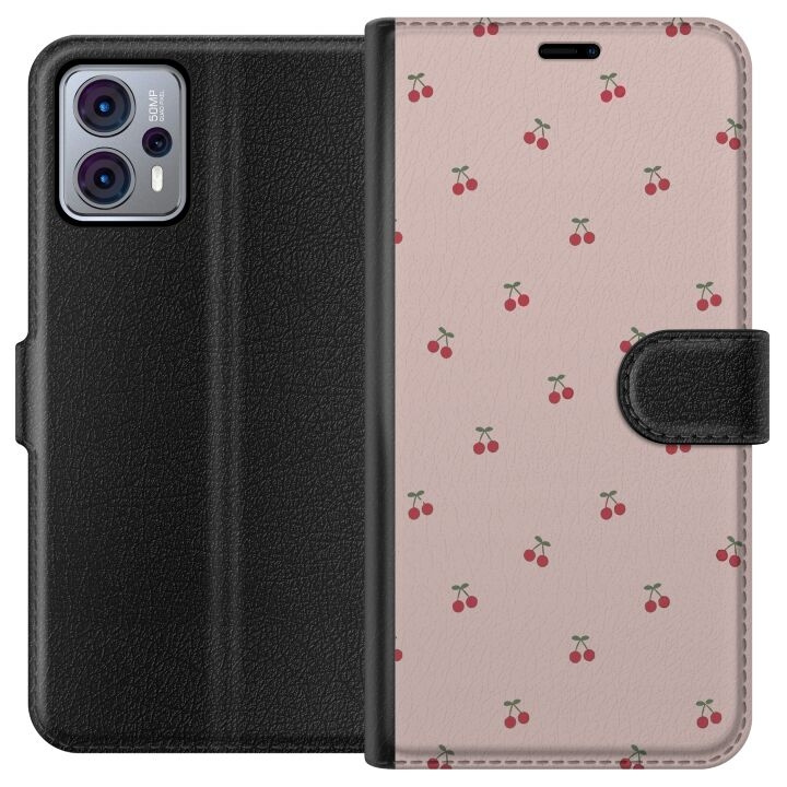 Tegnebogsetui til Motorola Moto G23 med Kirsebær motiv i gruppen SMARTPHONES & TABLETS / Mobil Beskyttelse / Motorola hos TP E-commerce Nordic AB (A54780)