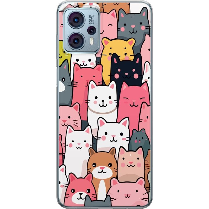 Mobilcover til Motorola Moto G23 med Katte mønster motiv i gruppen SMARTPHONES & TABLETS / Mobil Beskyttelse / Motorola hos TP E-commerce Nordic AB (A54808)