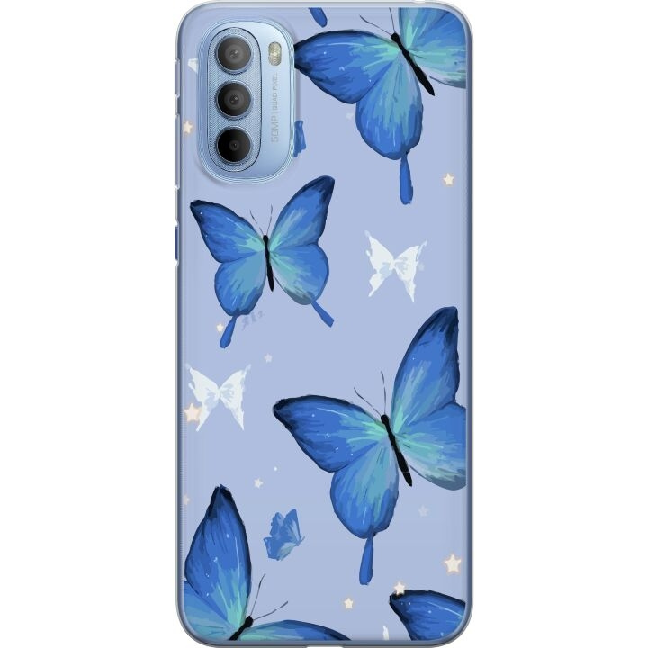 Mobilcover til Motorola Moto G31 med Blå sommerfugle motiv i gruppen SMARTPHONES & TABLETS / Mobil Beskyttelse / Motorola hos TP E-commerce Nordic AB (A54924)