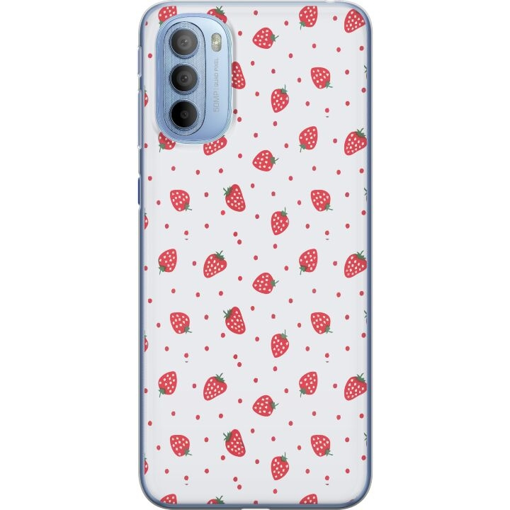Mobilcover til Motorola Moto G31 med Jordbær motiv i gruppen SMARTPHONES & TABLETS / Mobil Beskyttelse / Motorola hos TP E-commerce Nordic AB (A54925)