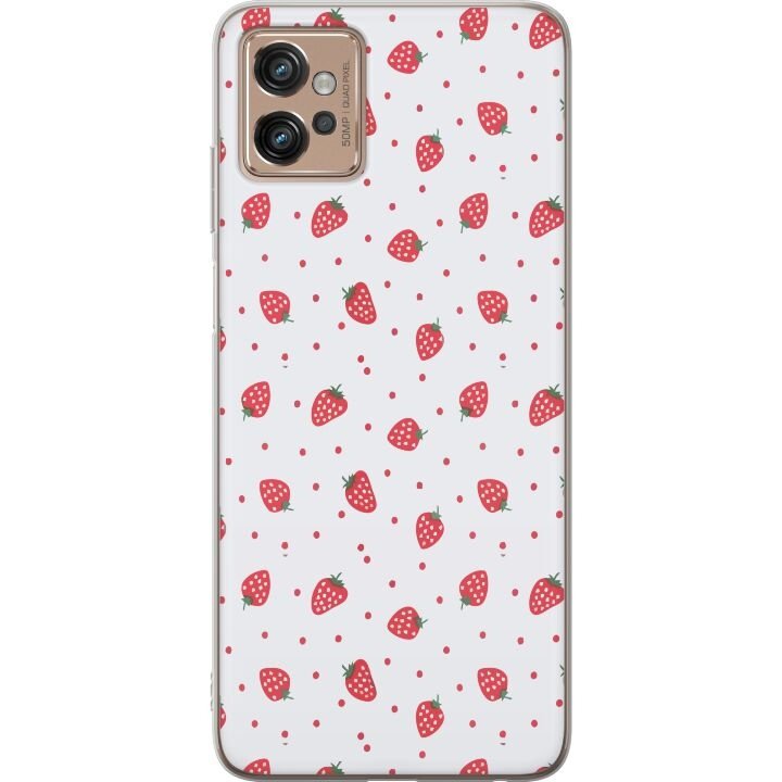 Mobilcover til Motorola Moto G32 med Jordbær motiv i gruppen SMARTPHONES & TABLETS / Mobil Beskyttelse / Motorola hos TP E-commerce Nordic AB (A54952)