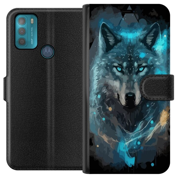 Tegnebogsetui til Motorola Moto G50 med Ulve motiv i gruppen SMARTPHONES & TABLETS / Mobil Beskyttelse / Motorola hos TP E-commerce Nordic AB (A55021)