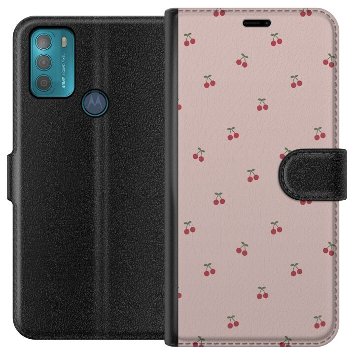 Tegnebogsetui til Motorola Moto G50 med Kirsebær motiv i gruppen SMARTPHONES & TABLETS / Mobil Beskyttelse / Motorola hos TP E-commerce Nordic AB (A55023)