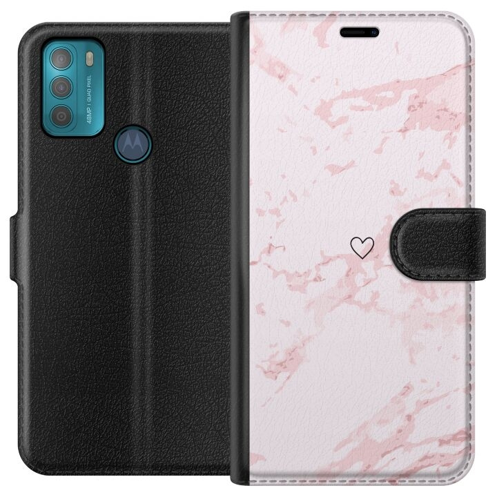 Tegnebogsetui til Motorola Moto G50 med Rosa Hjerte motiv i gruppen SMARTPHONES & TABLETS / Mobil Beskyttelse / Motorola hos TP E-commerce Nordic AB (A55039)