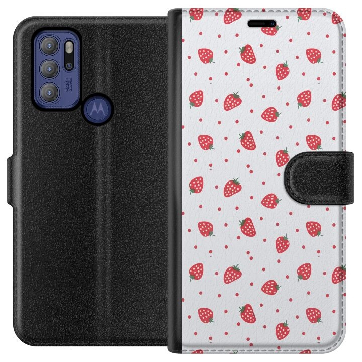 Tegnebogsetui til Motorola Moto G60S med Jordbær motiv i gruppen SMARTPHONES & TABLETS / Mobil Beskyttelse / Motorola hos TP E-commerce Nordic AB (A55195)