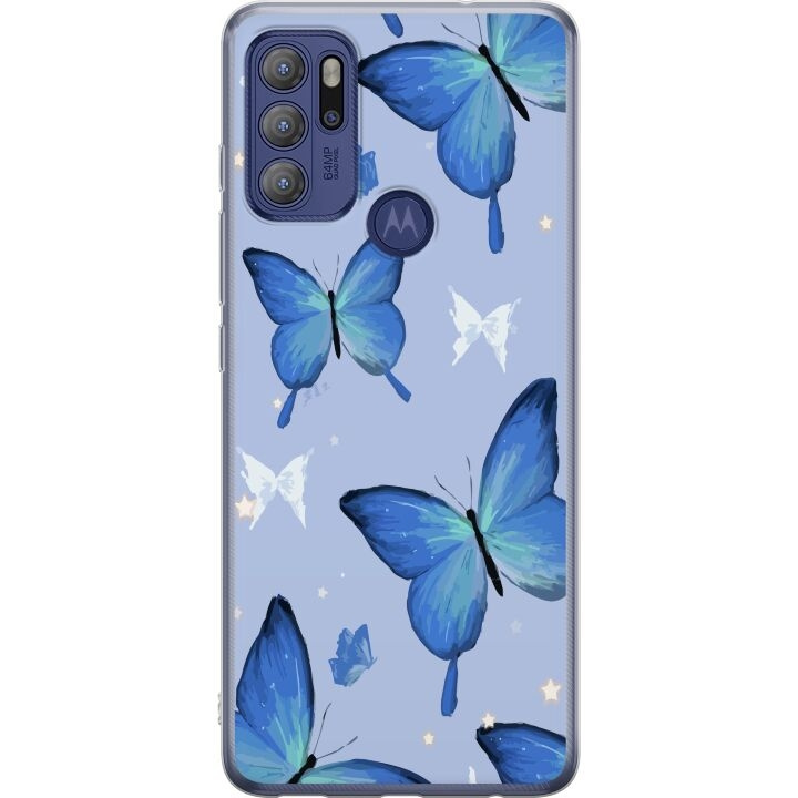 Mobilcover til Motorola Moto G60S med Blå sommerfugle motiv i gruppen SMARTPHONES & TABLETS / Mobil Beskyttelse / Motorola hos TP E-commerce Nordic AB (A55221)
