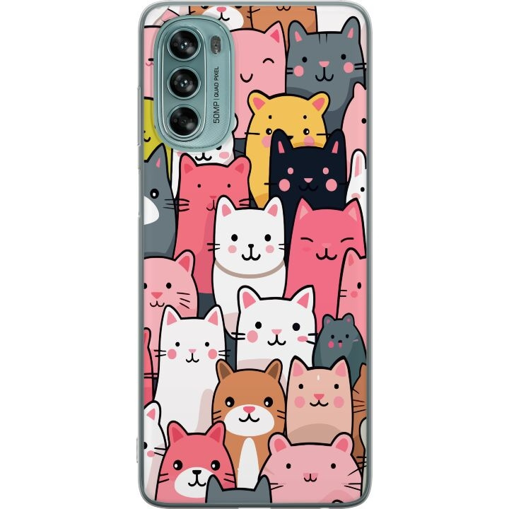 Mobilcover til Motorola Moto G62 5G med Katte mønster motiv i gruppen SMARTPHONES & TABLETS / Mobil Beskyttelse / Motorola hos TP E-commerce Nordic AB (A55240)