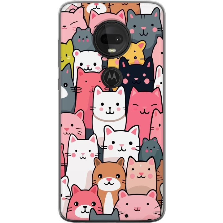 Mobilcover til Motorola Moto G7 med Katte mønster motiv i gruppen SMARTPHONES & TABLETS / Mobil Beskyttelse / Motorola hos TP E-commerce Nordic AB (A55267)