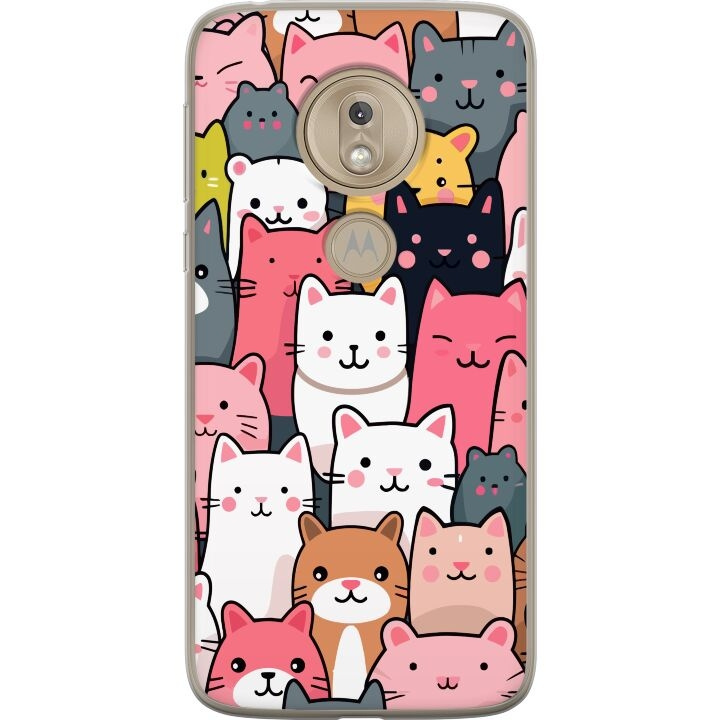 Mobilcover til Motorola Moto G7 Play med Katte mønster motiv i gruppen SMARTPHONES & TABLETS / Mobil Beskyttelse / Motorola hos TP E-commerce Nordic AB (A55456)