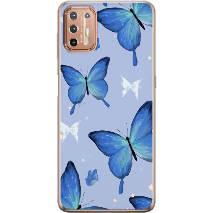 Mobilcover til Motorola Moto G9 Plus med Blå sommerfugle motiv i gruppen SMARTPHONES & TABLETS / Mobil Beskyttelse / Motorola hos TP E-commerce Nordic AB (A55545)
