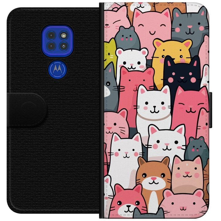 Tegnebogsetui til Motorola Moto G9 Play med Katte mønster motiv i gruppen SMARTPHONES & TABLETS / Mobil Beskyttelse / Motorola hos TP E-commerce Nordic AB (A55591)