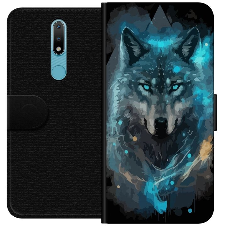 Tegnebogsetui til Nokia 2.4 med Ulve motiv i gruppen SMARTPHONES & TABLETS / Mobil Beskyttelse / Nokia/Microsoft hos TP E-commerce Nordic AB (A55669)