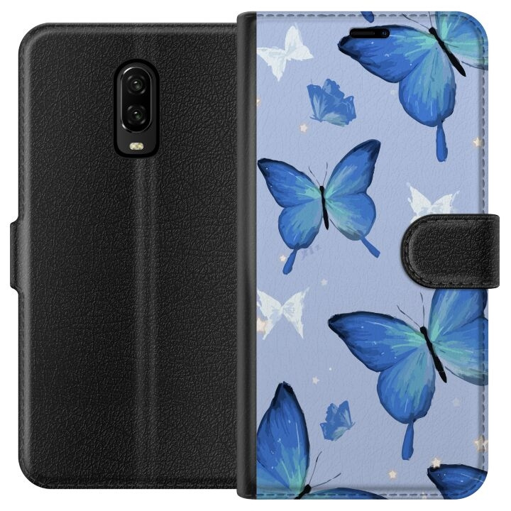 Tegnebogsetui til OnePlus 6T med Blå sommerfugle motiv i gruppen SMARTPHONES & TABLETS / Mobil Beskyttelse / OnePlus hos TP E-commerce Nordic AB (A56544)