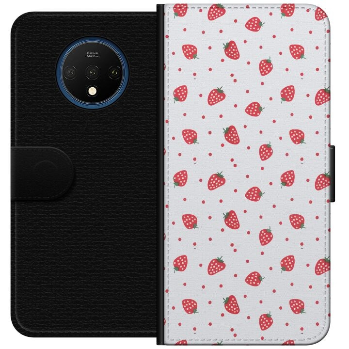 Tegnebogsetui til OnePlus 7T med Jordbær motiv i gruppen SMARTPHONES & TABLETS / Mobil Beskyttelse / OnePlus hos TP E-commerce Nordic AB (A56707)