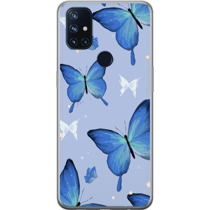 Mobilcover til OnePlus Nord N10 5G med Blå sommerfugle motiv i gruppen SMARTPHONES & TABLETS / Mobil Beskyttelse / OnePlus hos TP E-commerce Nordic AB (A57246)