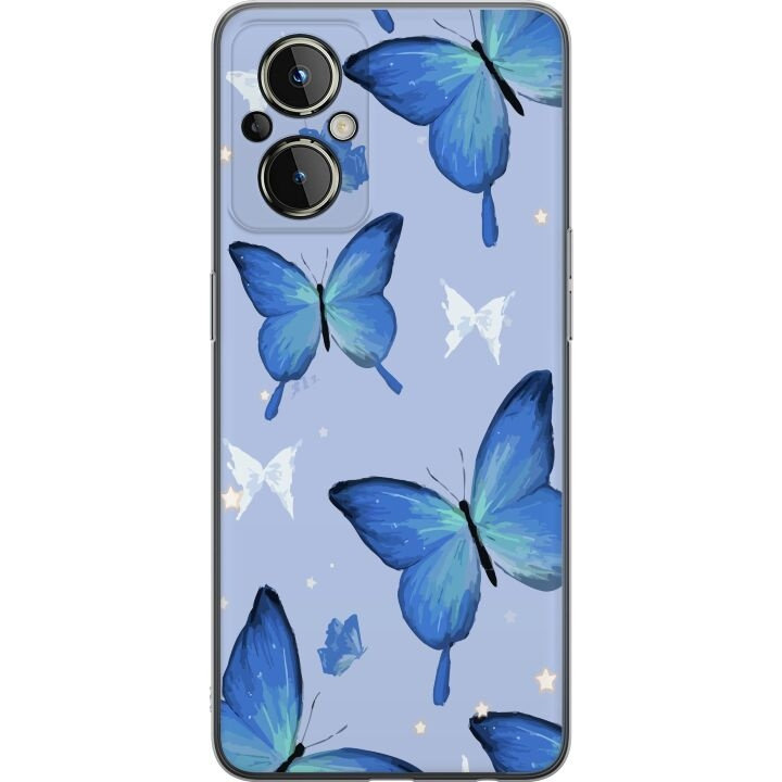 Mobilcover til OnePlus Nord N20 5G med Blå sommerfugle motiv i gruppen SMARTPHONES & TABLETS / Mobil Beskyttelse / OnePlus hos TP E-commerce Nordic AB (A57381)