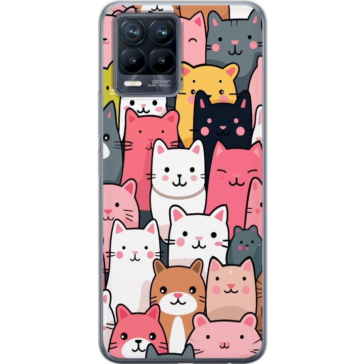 Mobilcover til Realme 8 med Katte mønster motiv i gruppen SMARTPHONES & TABLETS / Mobil Beskyttelse / Realme hos TP E-commerce Nordic AB (A57967)