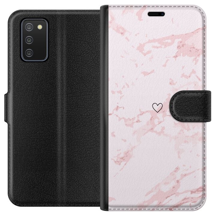 Tegnebogsetui til Samsung Galaxy A02s med Rosa Hjerte motiv i gruppen SMARTPHONES & TABLETS / Mobil Beskyttelse / Samsung hos TP E-commerce Nordic AB (A58171)