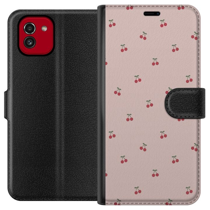 Tegnebogsetui til Samsung Galaxy A03 med Kirsebær motiv i gruppen SMARTPHONES & TABLETS / Mobil Beskyttelse / Samsung hos TP E-commerce Nordic AB (A58209)