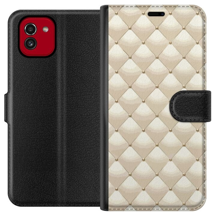 Tegnebogsetui til Samsung Galaxy A03 med Guldglans motiv i gruppen SMARTPHONES & TABLETS / Mobil Beskyttelse / Samsung hos TP E-commerce Nordic AB (A58228)