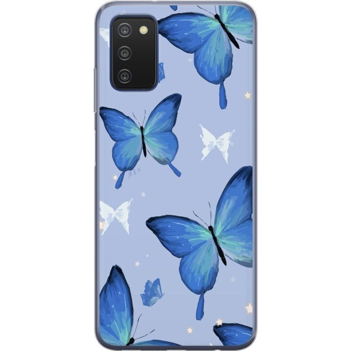 Mobilcover til Samsung Galaxy A03s med Blå sommerfugle motiv i gruppen SMARTPHONES & TABLETS / Mobil Beskyttelse / Samsung hos TP E-commerce Nordic AB (A58299)