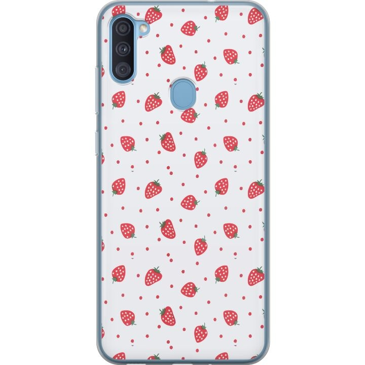 Mobilcover til Samsung Galaxy A11 med Jordbær motiv i gruppen SMARTPHONES & TABLETS / Mobil Beskyttelse / Samsung hos TP E-commerce Nordic AB (A58570)
