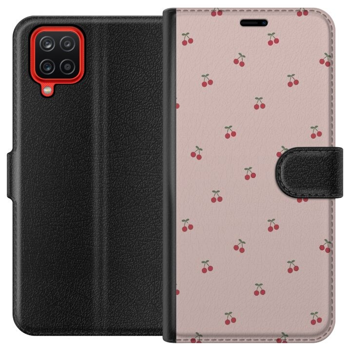 Tegnebogsetui til Samsung Galaxy A12 med Kirsebær motiv i gruppen SMARTPHONES & TABLETS / Mobil Beskyttelse / Samsung hos TP E-commerce Nordic AB (A58587)