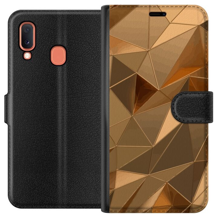 Tegnebogsetui til Samsung Galaxy A20e med 3D Guld motiv i gruppen SMARTPHONES & TABLETS / Mobil Beskyttelse / Samsung hos TP E-commerce Nordic AB (A58820)
