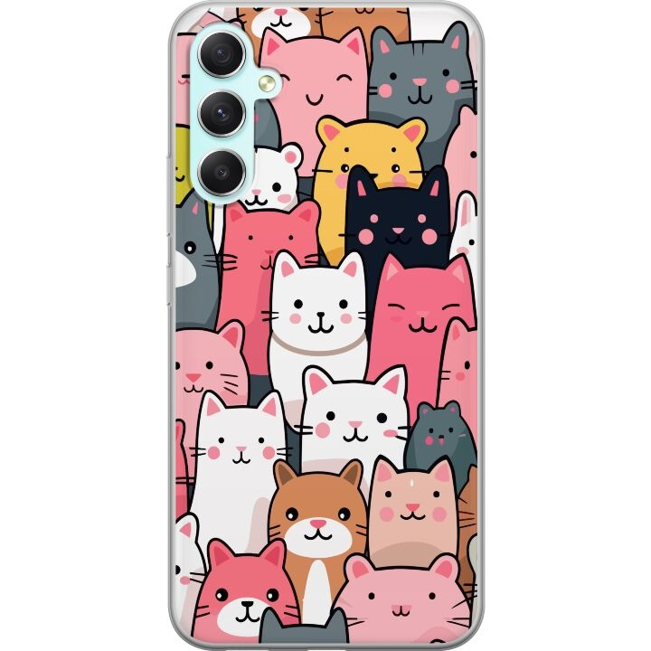 Mobilcover til Samsung Galaxy A34 med Katte mønster motiv i gruppen SMARTPHONES & TABLETS / Mobil Beskyttelse / Samsung hos TP E-commerce Nordic AB (A59344)