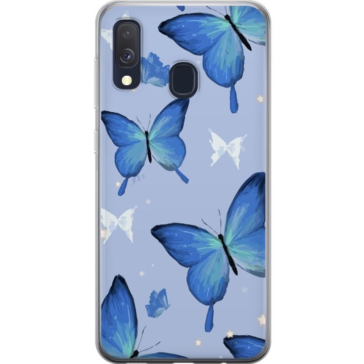 Mobilcover til Samsung Galaxy A40 med Blå sommerfugle motiv i gruppen SMARTPHONES & TABLETS / Mobil Beskyttelse / Samsung hos TP E-commerce Nordic AB (A59487)