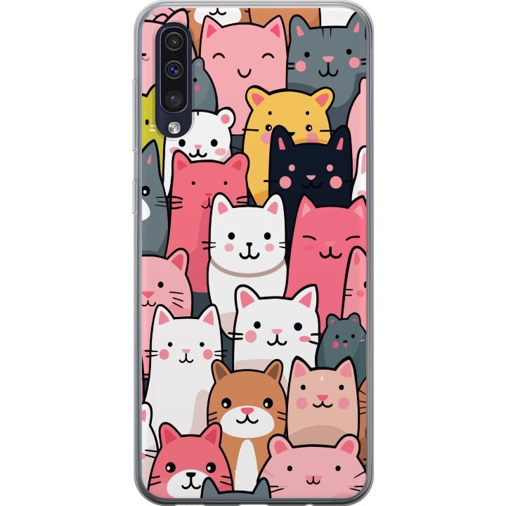 Mobilcover til Samsung Galaxy A50 med Katte mønster motiv i gruppen SMARTPHONES & TABLETS / Mobil Beskyttelse / Samsung hos TP E-commerce Nordic AB (A59641)