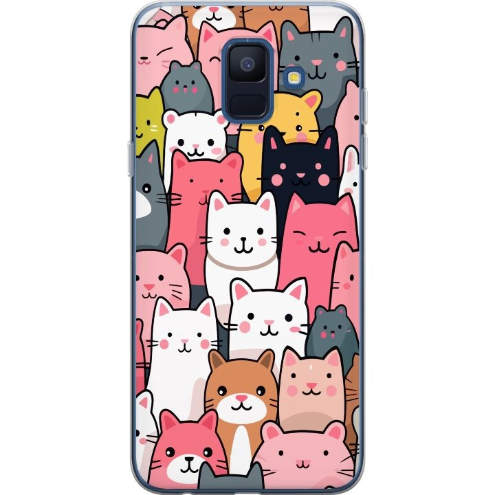 Mobilcover til Samsung Galaxy A6 (2018) med Katte mønster motiv i gruppen SMARTPHONES & TABLETS / Mobil Beskyttelse / Samsung hos TP E-commerce Nordic AB (A59992)