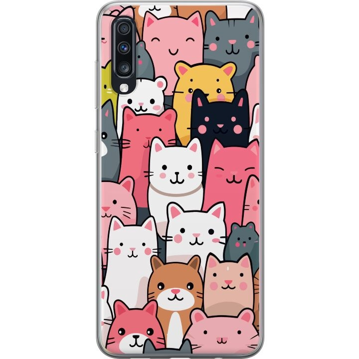 Mobilcover til Samsung Galaxy A70 med Katte mønster motiv i gruppen SMARTPHONES & TABLETS / Mobil Beskyttelse / Samsung hos TP E-commerce Nordic AB (A60019)