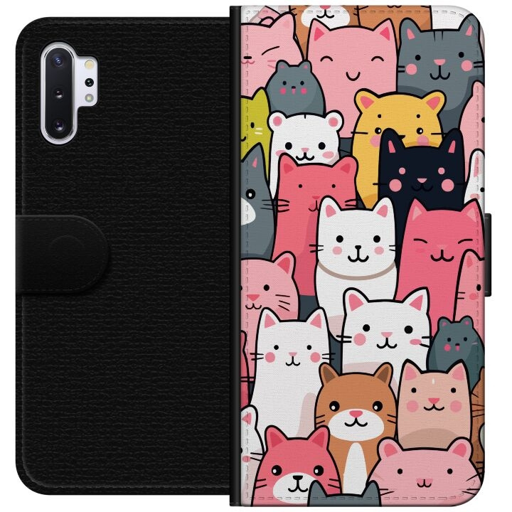 Tegnebogsetui til Samsung Galaxy Note10+ med Katte mønster motiv i gruppen SMARTPHONES & TABLETS / Mobil Beskyttelse / Samsung hos TP E-commerce Nordic AB (A60586)