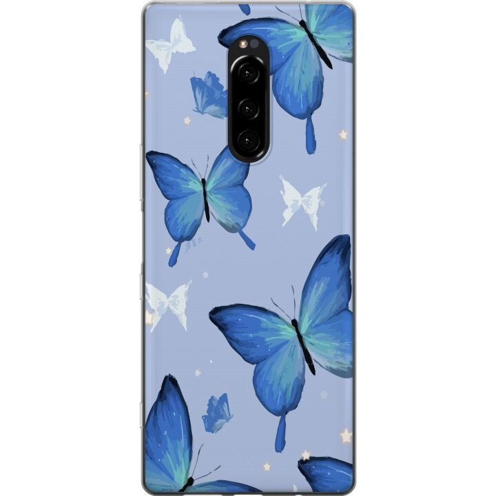 Mobilcover til Sony Xperia 1 med Blå sommerfugle motiv i gruppen SMARTPHONES & TABLETS / Mobil Beskyttelse / Sony hos TP E-commerce Nordic AB (A60810)