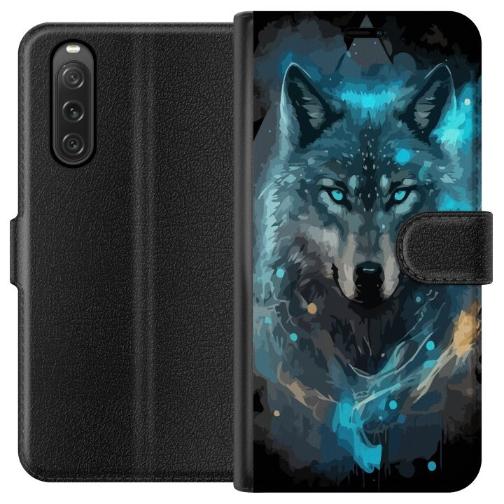 Tegnebogsetui til Sony Xperia 10 V med Ulve motiv i gruppen SMARTPHONES & TABLETS / Mobil Beskyttelse / Sony hos TP E-commerce Nordic AB (A61042)
