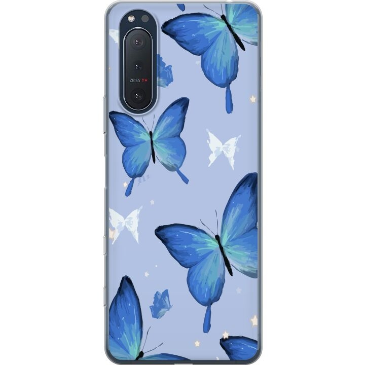 Mobilcover til Sony Xperia 5 II med Blå sommerfugle motiv i gruppen SMARTPHONES & TABLETS / Mobil Beskyttelse / Sony hos TP E-commerce Nordic AB (A61404)