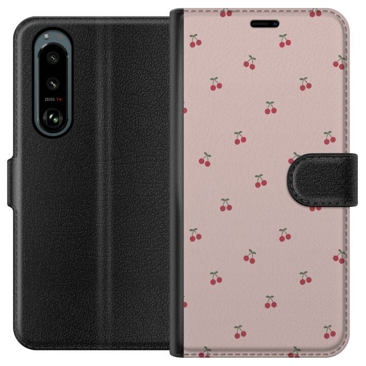 Tegnebogsetui til Sony Xperia 5 III med Kirsebær motiv i gruppen SMARTPHONES & TABLETS / Mobil Beskyttelse / Sony hos TP E-commerce Nordic AB (A61422)