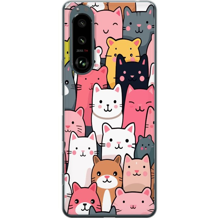 Mobilcover til Sony Xperia 5 III med Katte mønster motiv i gruppen SMARTPHONES & TABLETS / Mobil Beskyttelse / Sony hos TP E-commerce Nordic AB (A61450)