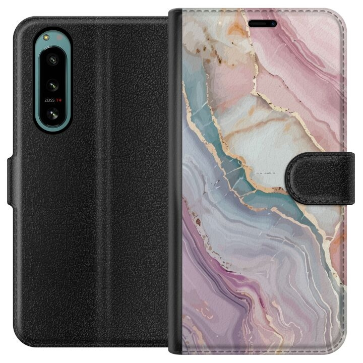 Tegnebogsetui til Sony Xperia 5 IV med Marmor motiv i gruppen SMARTPHONES & TABLETS / Mobil Beskyttelse / Sony hos TP E-commerce Nordic AB (A61491)