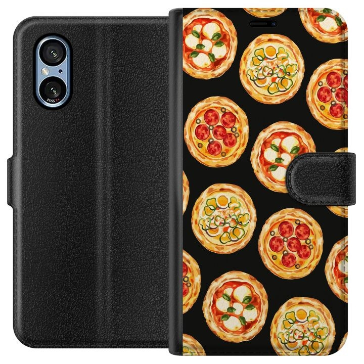 Tegnebogsetui til Sony Xperia 5 V med Pizza motiv i gruppen SMARTPHONES & TABLETS / Mobil Beskyttelse / Sony hos TP E-commerce Nordic AB (A61536)