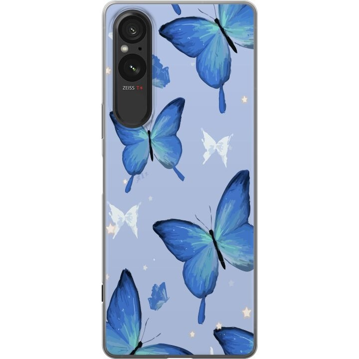Mobilcover til Sony Xperia 5 V med Blå sommerfugle motiv i gruppen SMARTPHONES & TABLETS / Mobil Beskyttelse / Sony hos TP E-commerce Nordic AB (A61566)