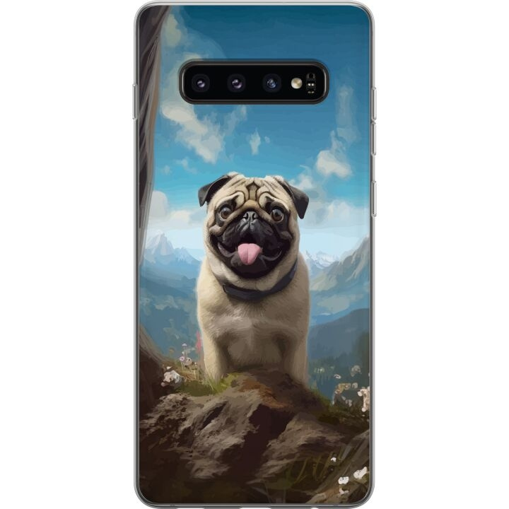 Mobilcover til Samsung Galaxy S10 med Glad Hund motiv i gruppen SMARTPHONES & TABLETS / Mobil Beskyttelse / Samsung hos TP E-commerce Nordic AB (A61865)